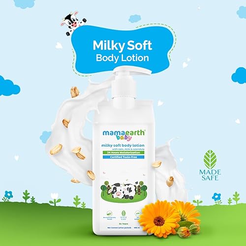 Miniatura 3 de MAMAEARTH Loción corporal suave lechosa para bebés  Hidratante nutritivo para bebés con infusión de avena, leche y caléndula  Fórmula suave sin