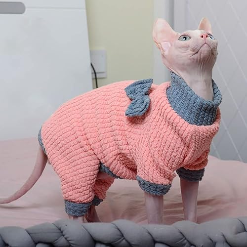 Miniatura 9 de DENTRUN Sphynx - Suéter de invierno cálido para gatos sin pelo, lindo suéter de alta elasticidad, camisas de gatito, transpirable, para ocio,