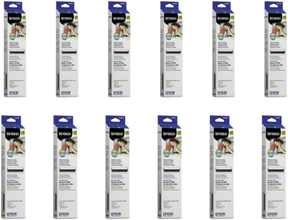 Epson(S015631) LX-350 Black Fabric Ribbon 12-Pack