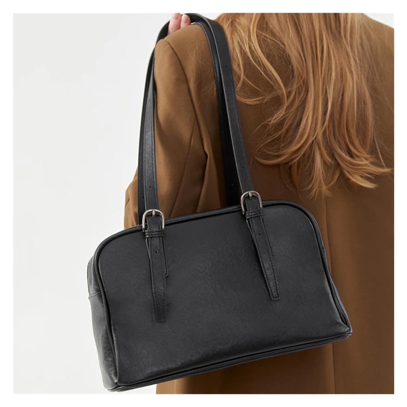 Bolso bandolera Bolso de cuero for mujer, bolso for axilas, nicho femenino, gran capacidad, hombro tipo bandolera genuino