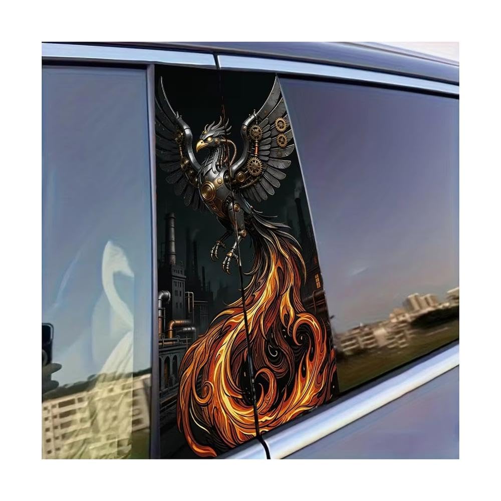 Auto Accessory 2pcs Car Center Column Decal Mechanical Phoenix Glossy Material Protective Film