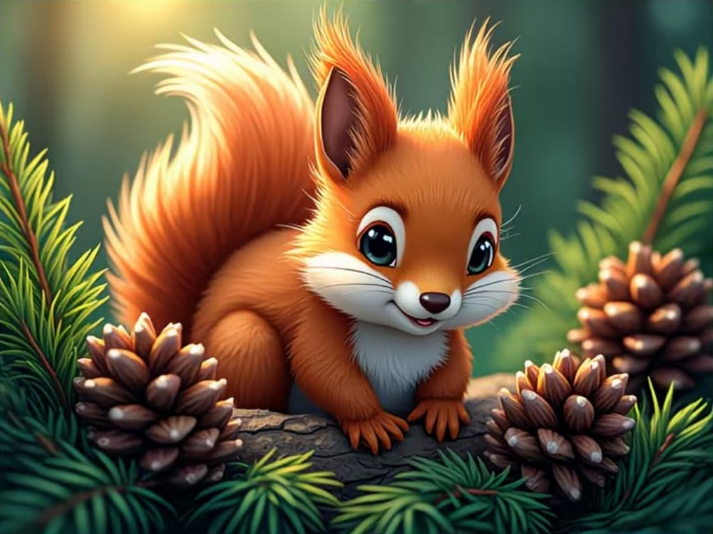 WELIWE 5D Diamond Painting Kits Squirrel DIY Diamond Art Canvas Crystal Crafts Painting Pictures for Adults Home Wall Decor 40x50 cm