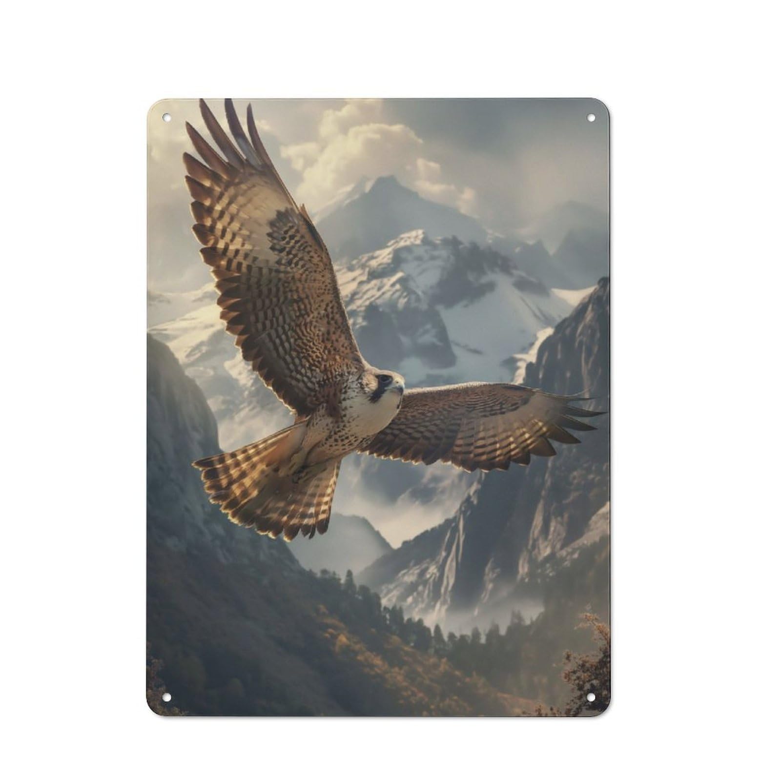 Junmoney Falcon In Flight Modern Vintage Metal Desk Wall Sign 40X30cm, Office Wall Decor For Office, Study, Studio Or Hallway