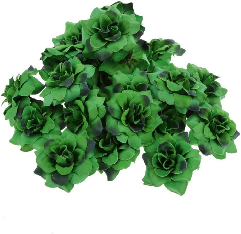 Holibanna 50Pcs Emerald Green Artificial Rose Heads 1.77 Inch Silk Flowers for Wedding Hair Clips Bridal Pins Craft Decorations and Home Garden Use