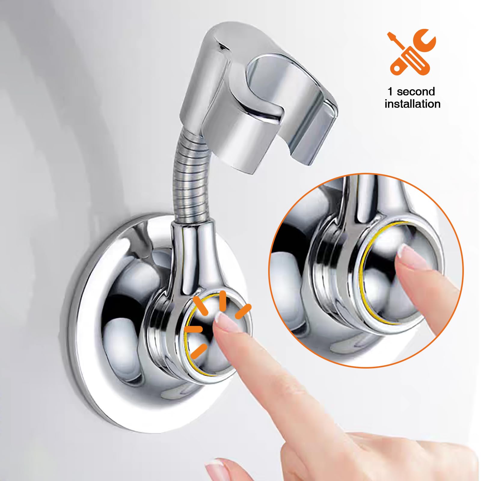 APAKA Shower Head Holder Suction Cup, Without Drilling, Adjustable Shower Holder Bracket, Swivel Shower Head Holder - Image 2