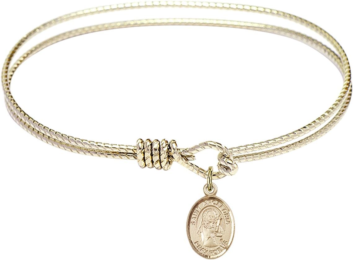 Oval Eye Hook Bangle Bracelet w/St. Apollonia in Gold-Filled