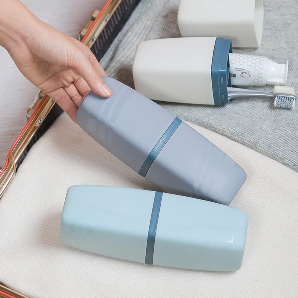 Jadin Porta Spazzolino da Viaggio, 2 pezzi Porta Spazzolini da Viaggio | portaspazzolini portatile per Campeggio, Viaggi, Scuola o Casa (grigio,verde)