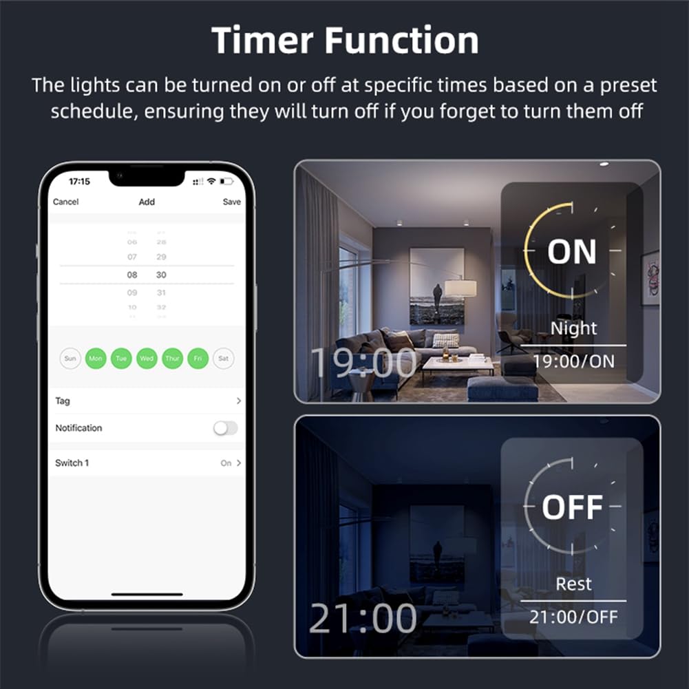 Breeshy Tuya WiFi Variador Inteligente Interruptor Regulador de Luz 2 Gangs Funciona con Home Interruptor de pared, C