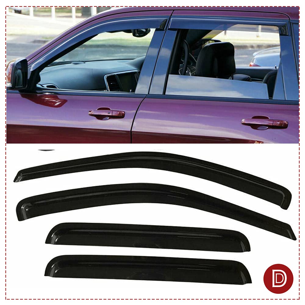 Deebior 94243 Original Side Window Deflector Visor Rain Guard,Outside Mount Tape-on Shatterproof Dark Smoke,4pcs Window Shades fit for 2005-2010 Jeep Grand Cherokee