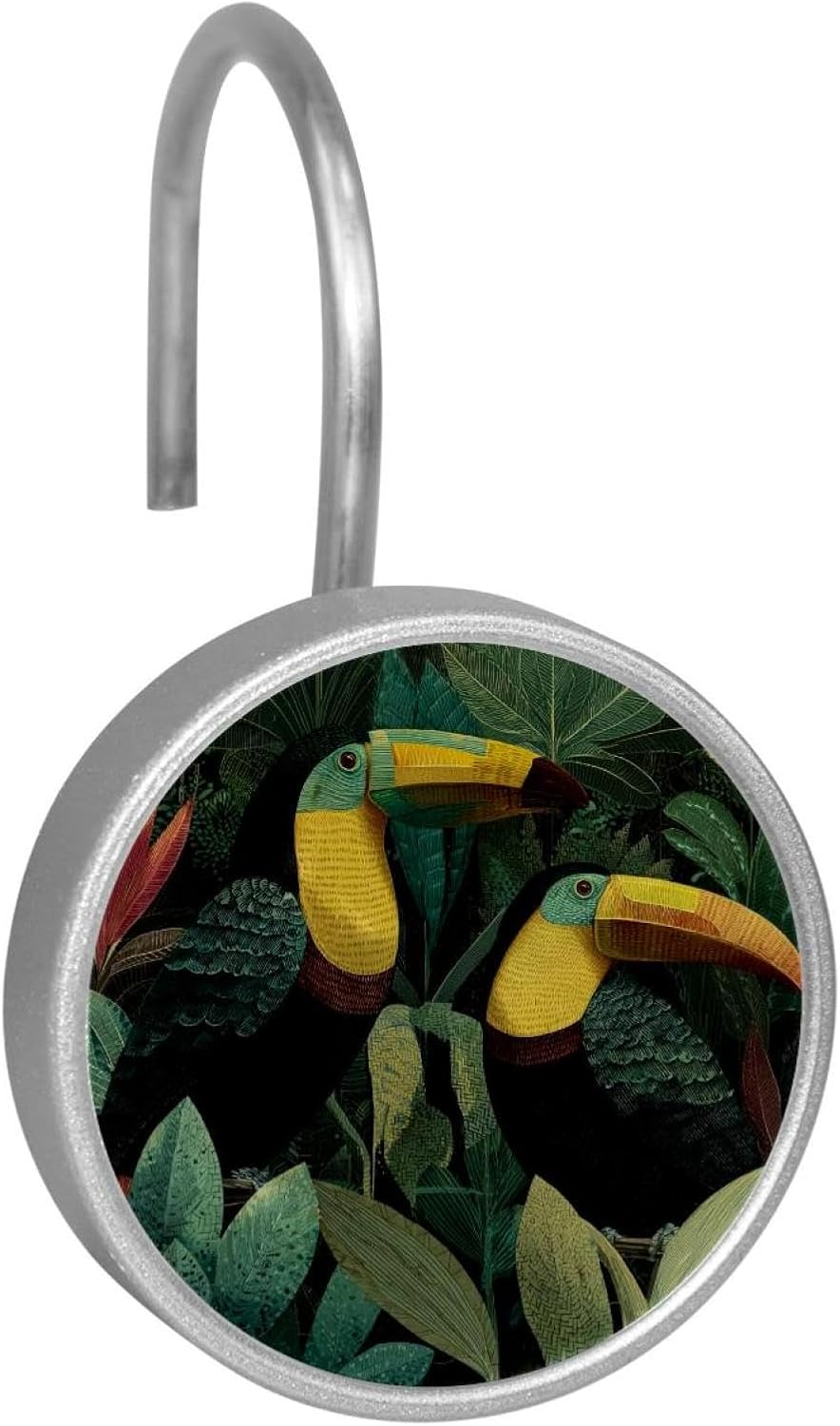 12PCS Birds Tropical Toucans (2) Shower Curtain Hooks Rings for Bathroom, Decorative Shower Curtain Hooks Rods Curtains and Liner