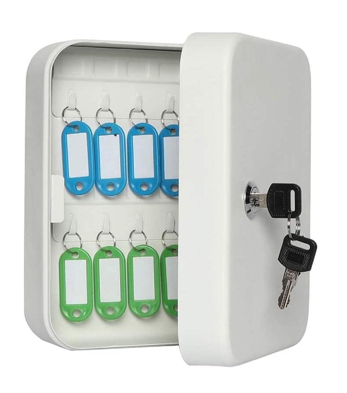 20 Key Lock Box Wall Mounted Key Cabinet with Color Key Tags Secure Lockable Metal Key Storage Organizer for Home Office Hotel Warehouse Property Management White-picture-12