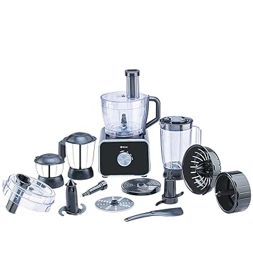 Bajaj FX-1000 DLX 1000 Watts Food Processor and Mixer Grinder with 9 attachments (Black)