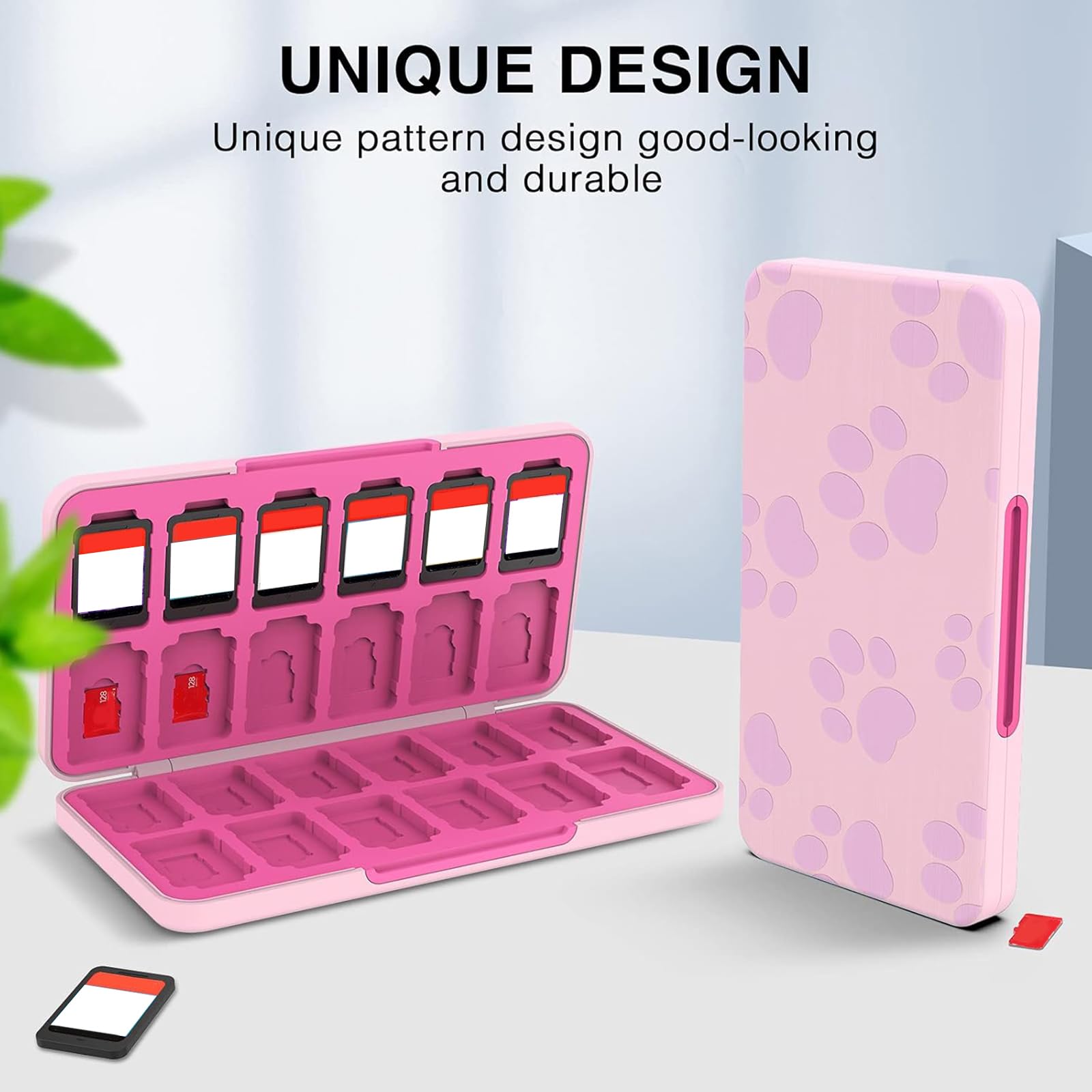 HEIYING Funda para tarjetas de juego para tarjetas de juego Nintendo Switch o tarjetas de memoria micro SD, almacenamiento de tarjetas de memoria de juego con interruptor de patrón personalizado con