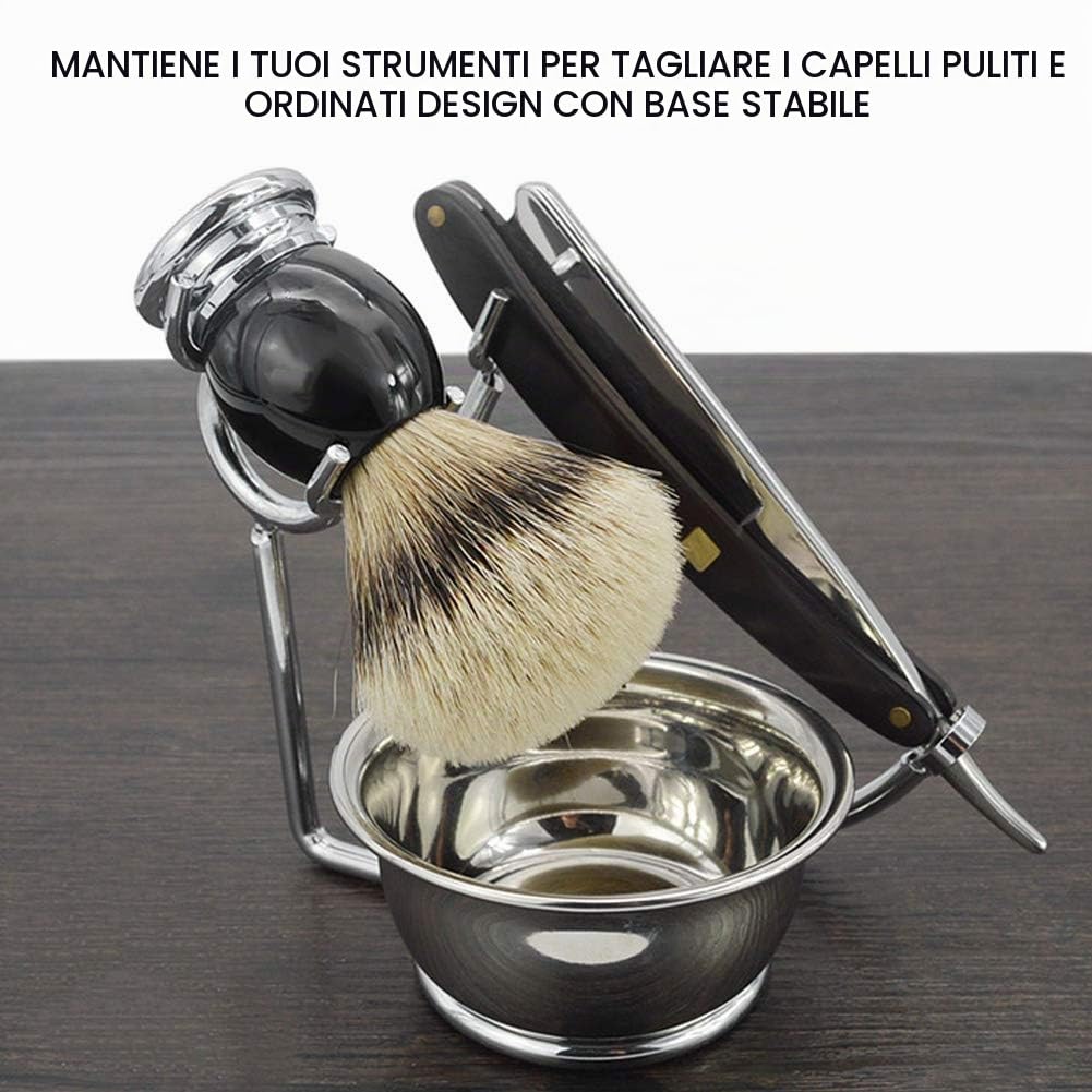 Supporto Per Rasoio E Pennello Barba Curvo, Placcatura in Metallo Supporto Barba Classico Rasoio Manuale Pennello Barba Supporto Per Ciotola Di Sapone Galvanotecnica Supporto Barba Meta