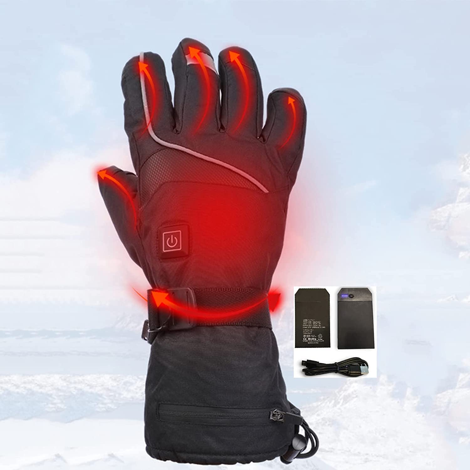 CHEWYNP Guanti scaldamani alimentati Tramite USB Guanti riscaldati per Abbigliamento Esterno Guanti Invernali per Uomini e Donne - Guanti Caldi e Impermeabili per climi Freddi, Guanti Term