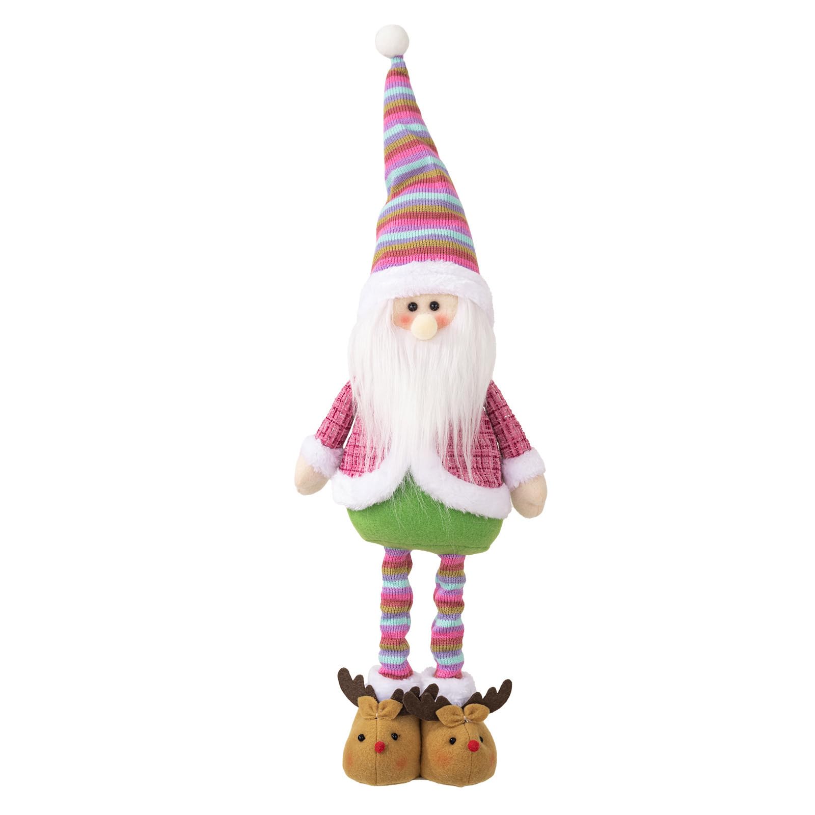 Geavonyg Adjustable Christmas Dolls Figurine With Extendable Legs Telescopic Santa/Snowman Ornament Holiday Table Decoration Adjustable Santa Ornament
