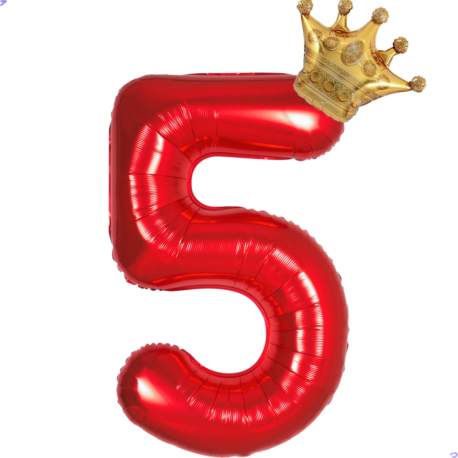 Red 5 Balloon Number Casino Theme Birthday Decorations Crown Balloons Foil Mylar Large 40” 5 Birthday Balloon for Him Her 5th Party Decorations Supplies(Number 5 balloons)