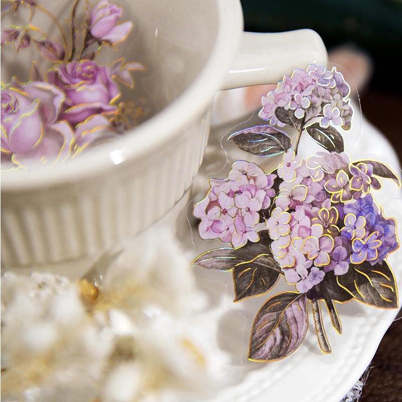 Image of 80Pcs Natural Flower Stickers for Scrapbooking,Self-Adhesive Transparent Flower Stickers Scrapbook Supplies Journaling Supplies for Adult Card Making Letters DIY Water Bottle Cards Decoration