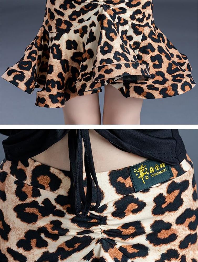 Abito Da Ballo Latino Per Bambine - Stampa Leopardo, Manica Lunga | Per Performance E Competizioni - Foto 11