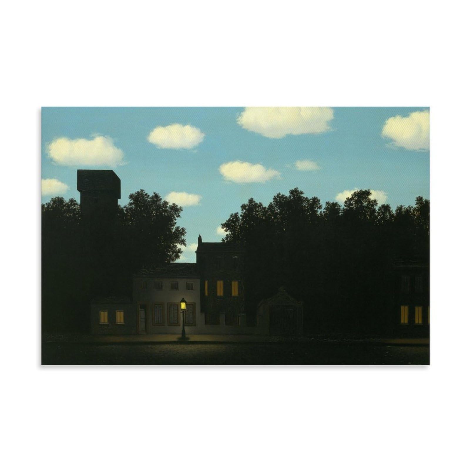 XuXueCC Rene Magritte Wall Art Prints Paintings Poster The Empire of Light II Canvas Wall Art Decorative Bedroom Modern Home Print Picture Artworkss Unframe 16x24inch(40x60cm)