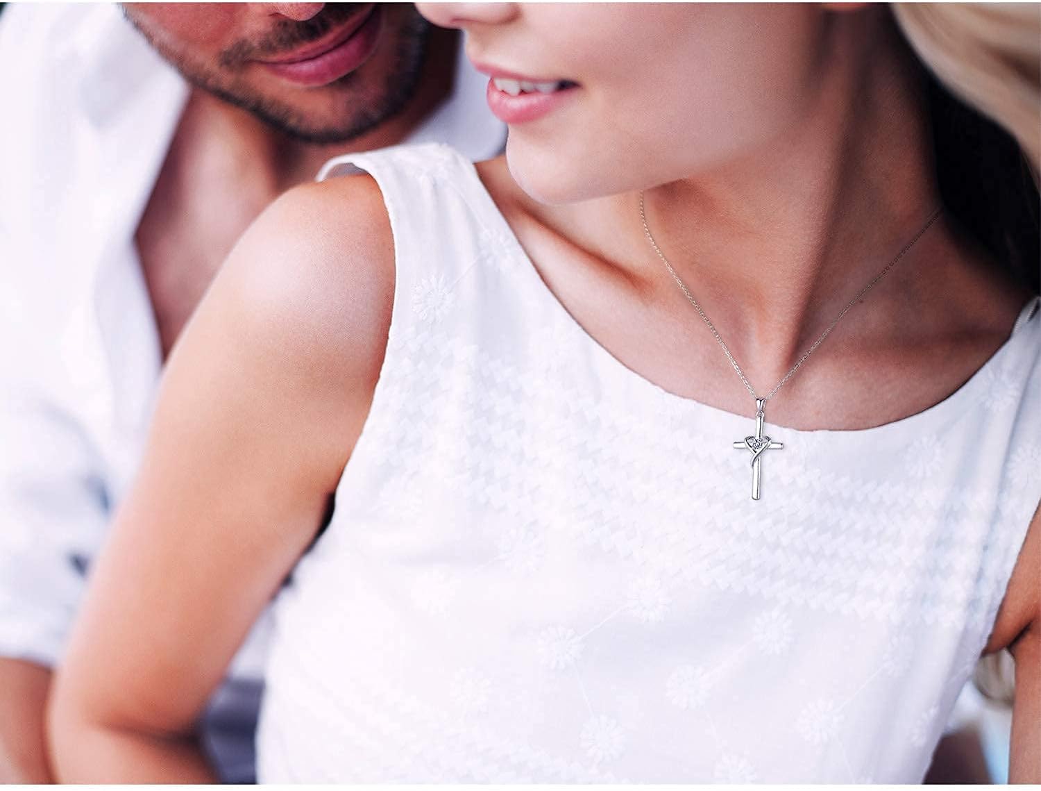 AmorAime 925 Sterling Silver Cross Necklace for Women Men 14K Gold Plated 5A CZ Birthstone Necklaces for Holiday - Image 3