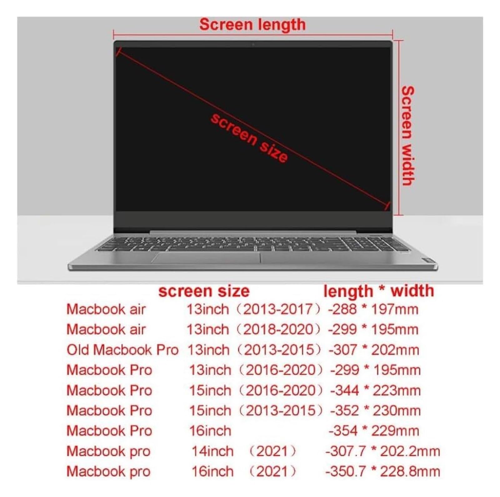 Protecteur D'écran Mat for Ordinateurs Portables, Filtre D'écran Plusieurs Tailles 288 X 197 Mm.(Air 13″(2013 2017) 288 * 197mm)