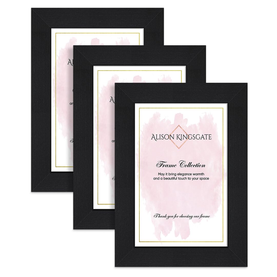 Alison Kingsgate 11X9 Black Modern Photo Frames Pack of 3 - Engineered Wood Picture Frame with Perspex Front - Ideal for Certificates - Wall Mount or Tabletop - Multiple Sizes & Colors — image 1