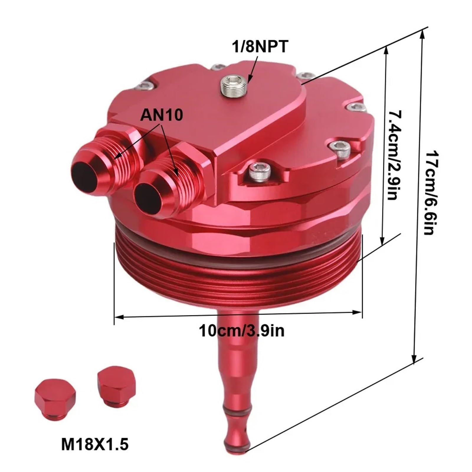 Radiador refrigeración del Motor Ajuste para BMW E46 E36 E39 E60 E61 323i 328i 325i 330i 525i 528i 530i M52 M54 Adaptador de Enfriador de Aceite de Motor(Red)