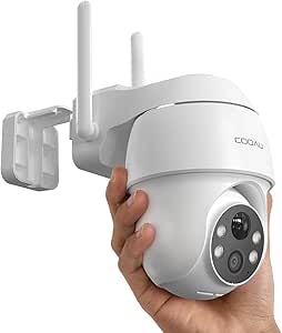 COOAU 2K Outdoor Surveillance Camera, Battery, 355°/90° Swivel, Wireless WLAN IP Camera Outdoor with Night Vision in Colour, People/Motion Detection, IP66 Waterproof, Cloud Storage asin的图片