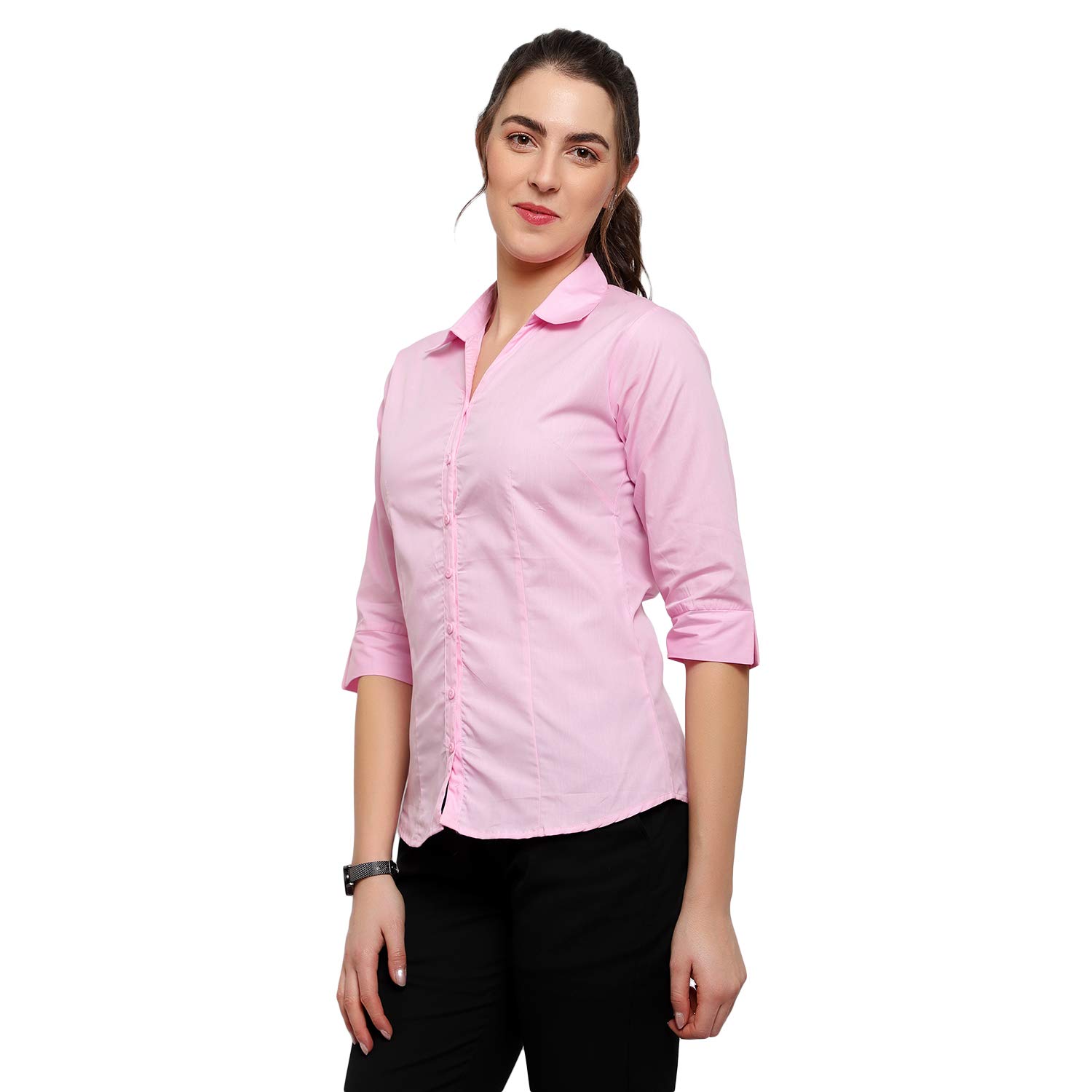 Cotton Regular Fit Formal/Casual Shirt || Comfortable Shirt for Women's Pink-image-35