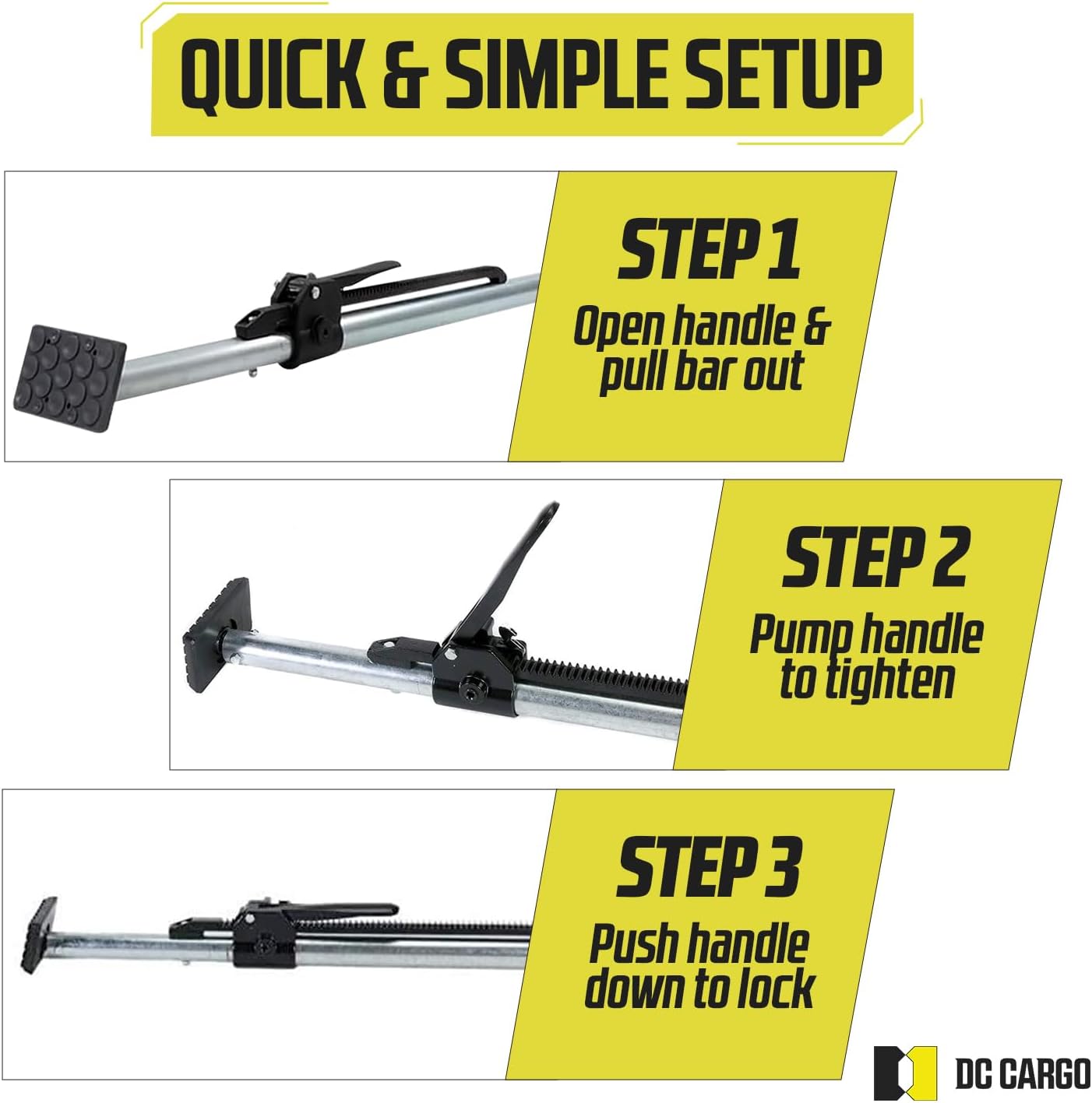 DC Cargo Mall 86-104 Inches Long Heavy Duty Steel Load Lock Jack Bar Freight Tie-Down for Enclosed Trailers, Reefers, and Cargo Vans (Pack of 2)