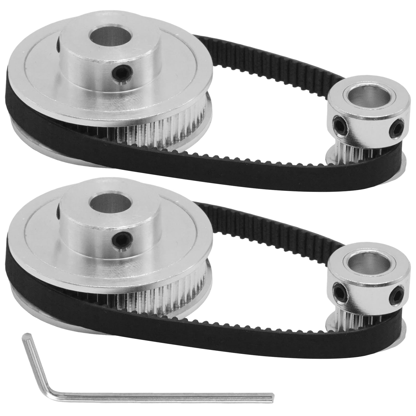 2 Set GT2 Synchronrädern 20-60T-8B-6, 20 & 60 Zähne, 8mm Bohrung, Aluminium Synchronrad mit 2 Riemen, Länge 200 mm, Breite 6 mm (8mm)
