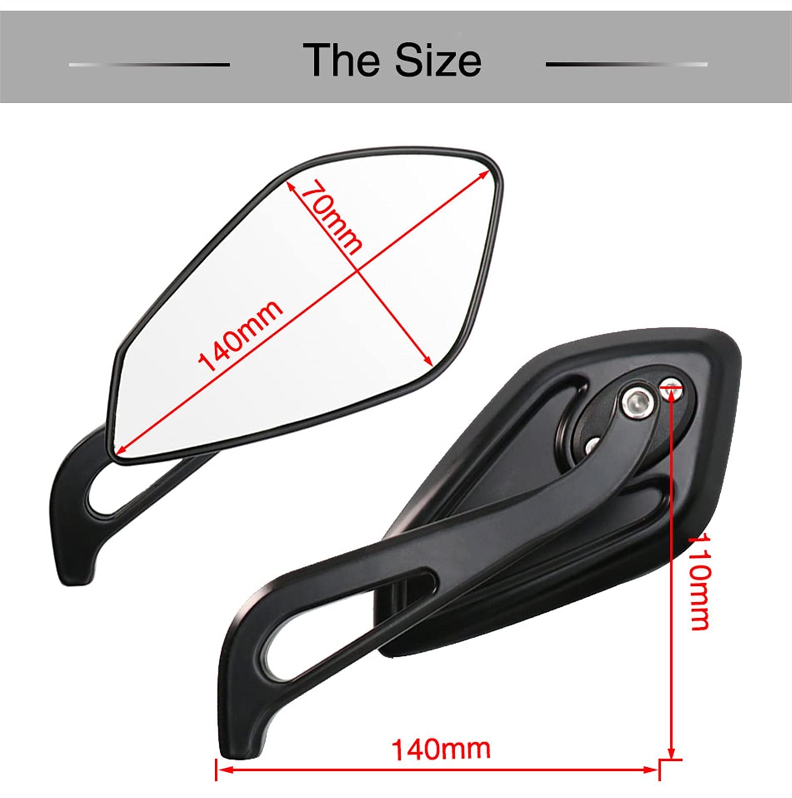 Rétroviseur 2 Pièces Moto Vélo Cruiser Chopper ATV Aluminium M8 M10 Moto Rétroviseur Scooter E-bike Rétroviseurs