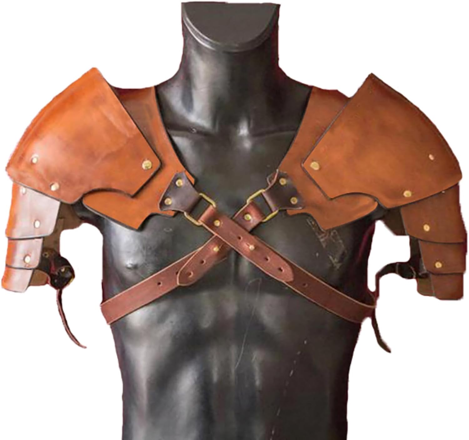 RUMITY Medieval Vintage Shoulder Guards Leather Rivet Shoulder Guards Role Playing Performance Props Adjustable(Brown,M)