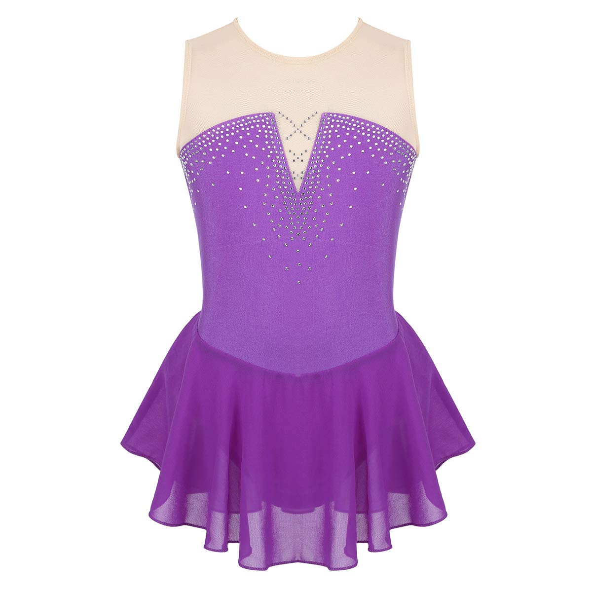 Buy Girls Figure Ice Skating Dress Sleeveless Gymnastics Skirted