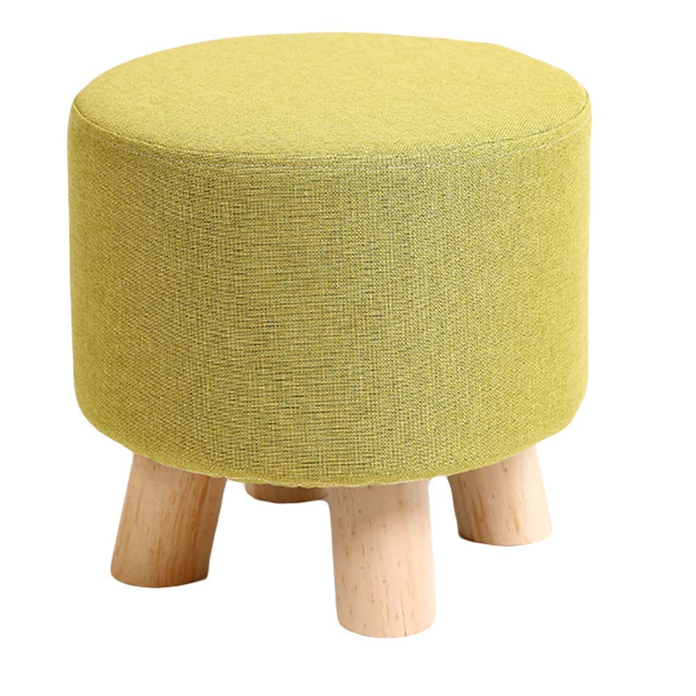 Pouf rond repose-pieds en bois véritable vert de 28x28cm