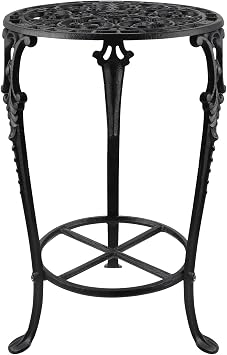 Vintage Cast Iron Plant Stand, 18.8" Tall Flower Pot Holder, 2 Tiered Potted Planter Rack for Living Room, Bedroom, Kitchen, Porch Black