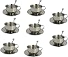 8 Packs Stainless Steel Coffee Cups 5.75 Oz Coffee Mugs with Spoon and Saucer Espresso Cups Cups Mugs for Coffee, Latte,Tea, Milk