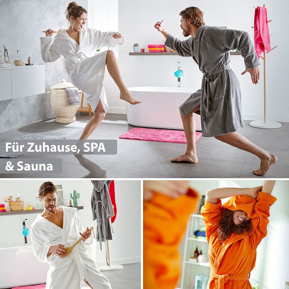 PANA® Bademantel mit Kapuze - 100% Baumwolle - Größe: XL - Farbe: Grün
