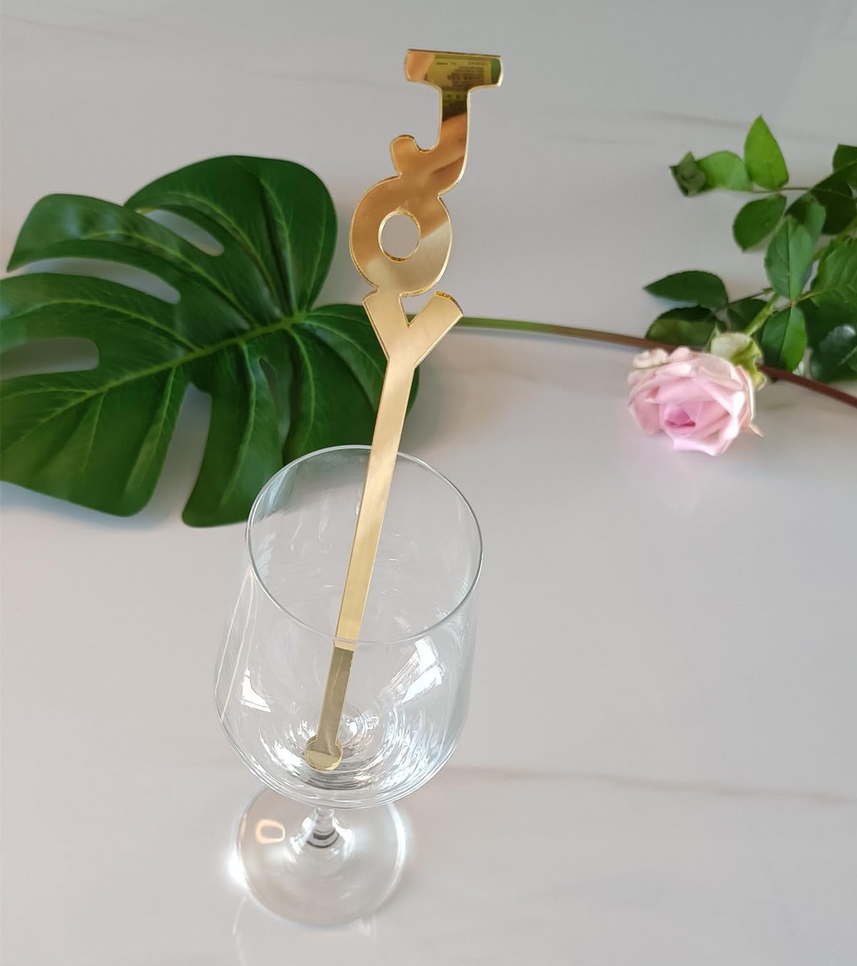 20pcs of Joy Swizzle Sticks,Christmas Stir Sticks,Wedding Decor Drink Stirrers Swizzle Sticks,Event Party Bar Decor (Gold Mirror)