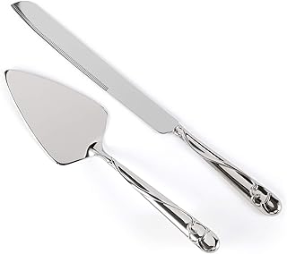 Hortense B. Hewitt Wedding Silverplated Cake and Knife Serving Set, Graceful Heart