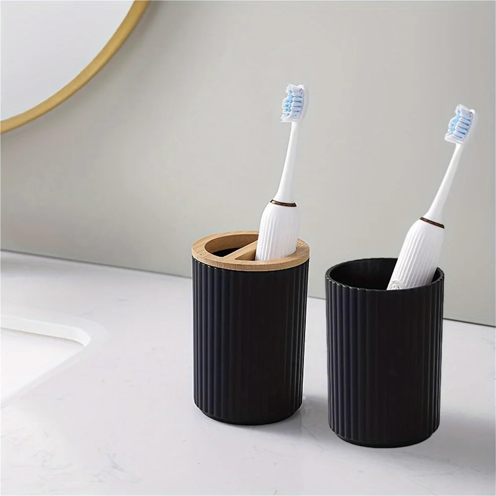 Dispensador de Jabon Juego de 6 Piezas baño, Accesorios for Necesidades diarias, Cubo Basura, Soporte for Cepillo Dientes, loción, dispensador jabón, Plato(White 6 Pcs)