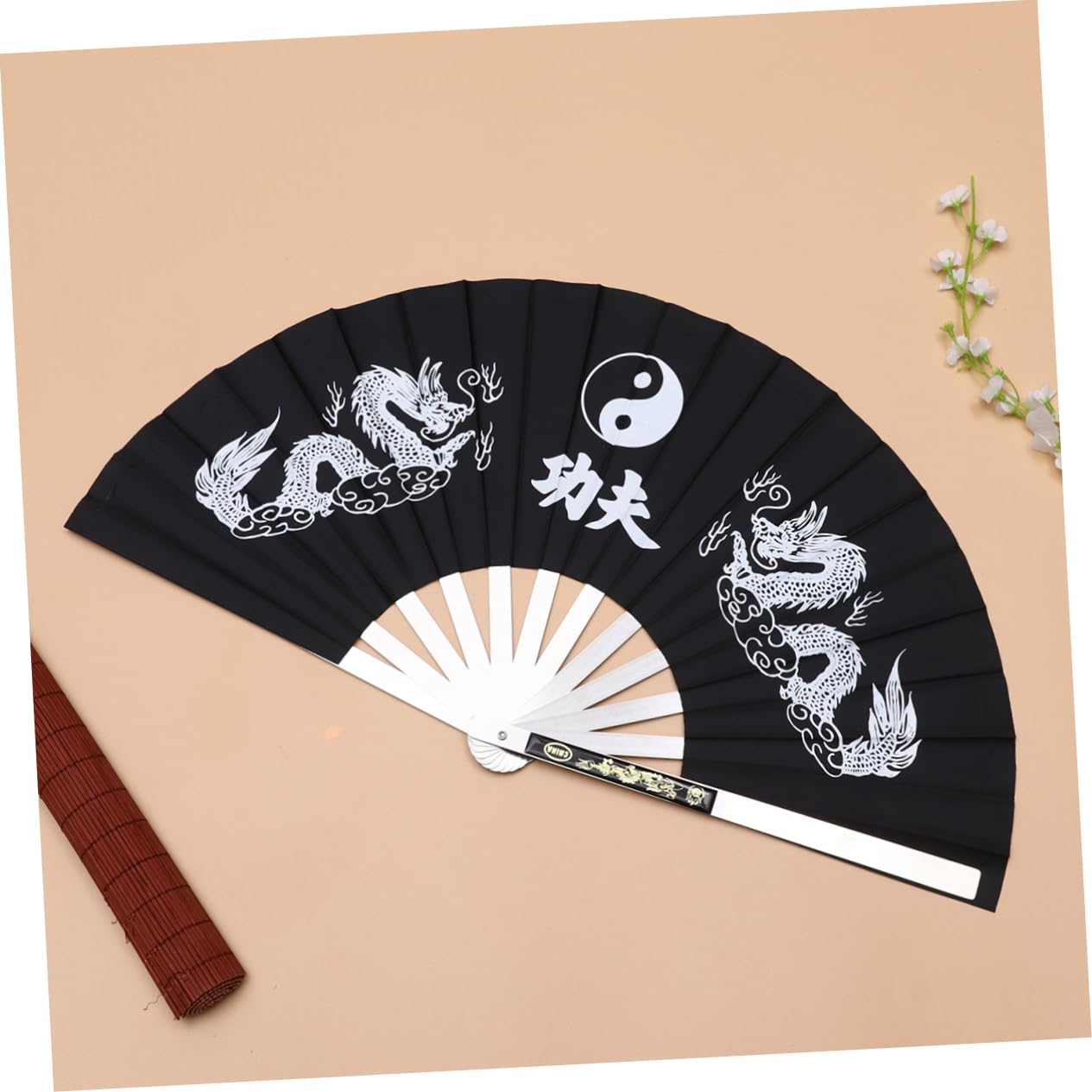 Faltbarer Handfächer aus Edelstahl und Polyester Tragbar und Poliert für Fitness Kung Fu und Tanzübungen im Chinesischen Stil
