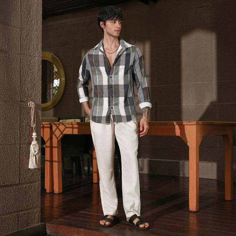 Image of CAHOOT Men's Oversized Shirt Casual Wear | Lapel Collar | Long Sleeve | Button Closure | Oversized Shirt Crafted with Comfort Fit for Everyday Wear