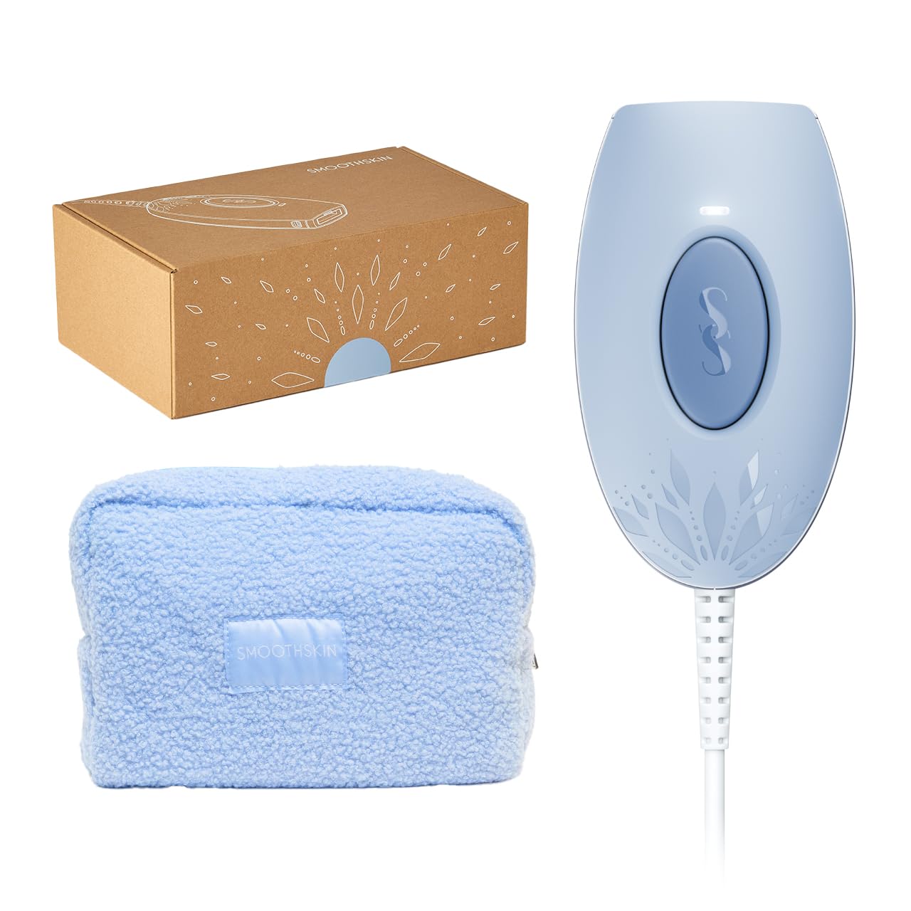 SMOOTHSKINPure Mini Lite Blue & Teddy Pouch: IPL Laser Hair Removal Device, Long-Lasting Body, Bikini, Facial Hair Removal, Alternative to Laser & Bikini Shaver