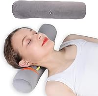 AntiCellulite Cervical Neck Roll Pillow - Soft Firm Cotton Bolster for Sleeping, Neck Support, Legs, Back & Yoga (Grey, 18x4 Inch)