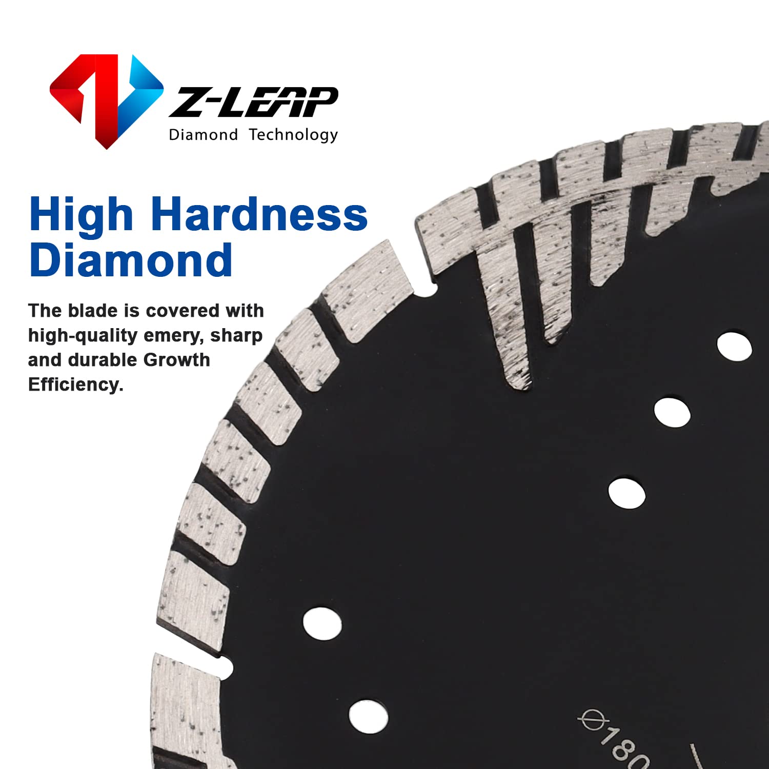Z-LEAP Diamond Turbo Blades 8 MM Segments Saw Blade for Granite Mable Tile Concrete and Bricks Dry/Wet, 7 Inch - Image 3
