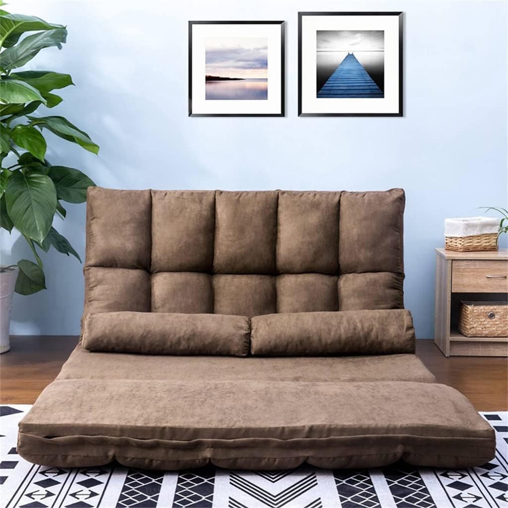 Sofa Bed Chaise Lounge Floor Couch Living Room Furniture Adjustable with Two Pillows