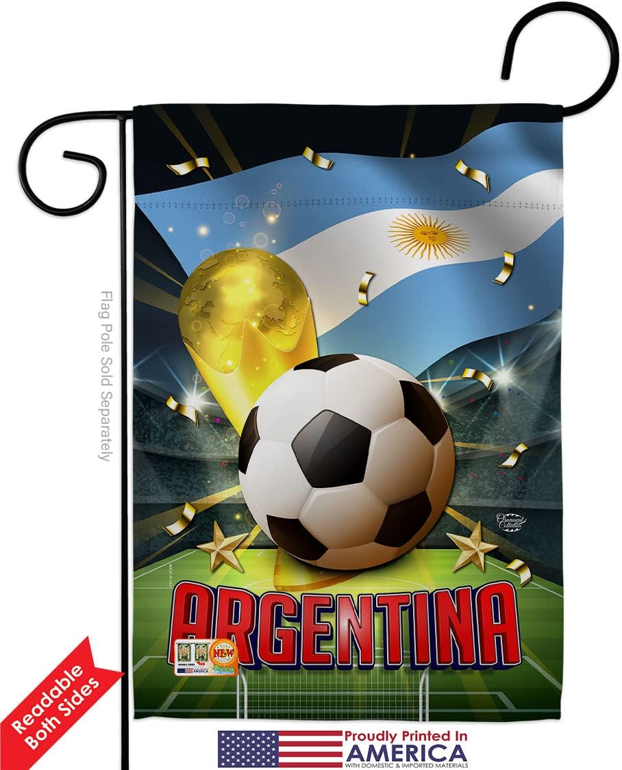 FIFA World Cup Argentina 2 Pcs Banner Room Wall Art Flag Patio Lawn Garden Outdoor Decorations Indoor Tapestry Yard Signs Team Qatar Trophy Soccer Game Football Gifts, Made in USA