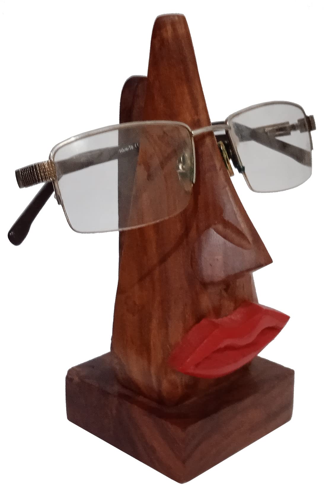 Purpledip Wooden Spectacles Stand Glasses Holder 'Luscious Lips': Quirky Design; Memorable Gift (10932)